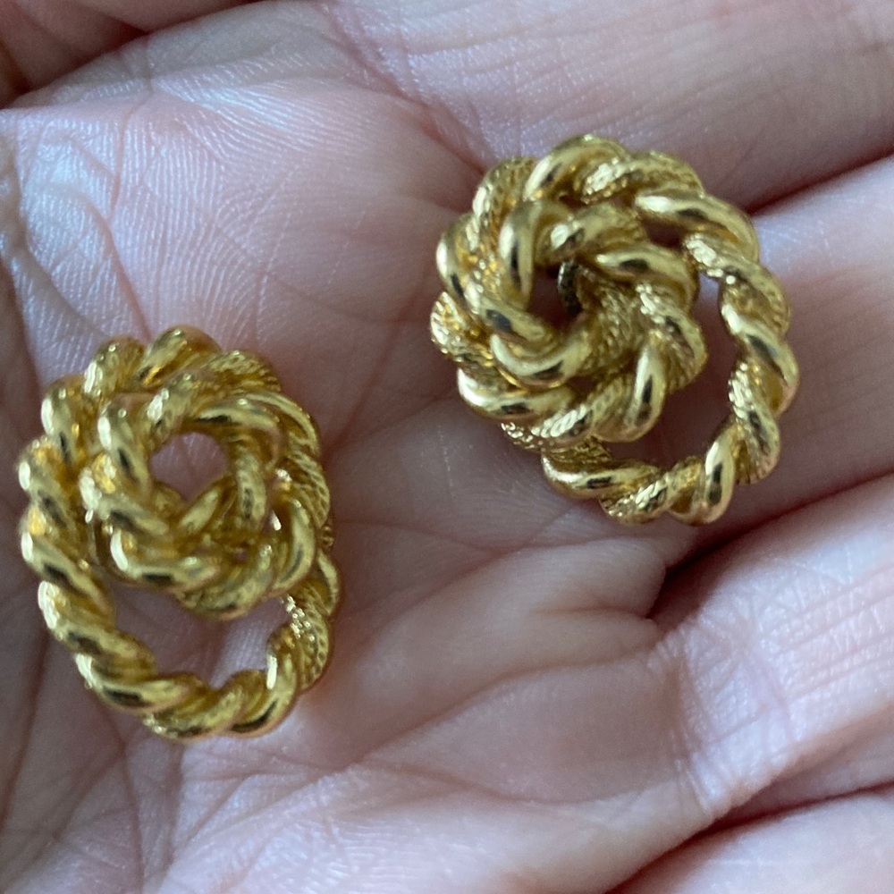 Gold-Tone Rope Knot Earrings - Picture 4 of 4
